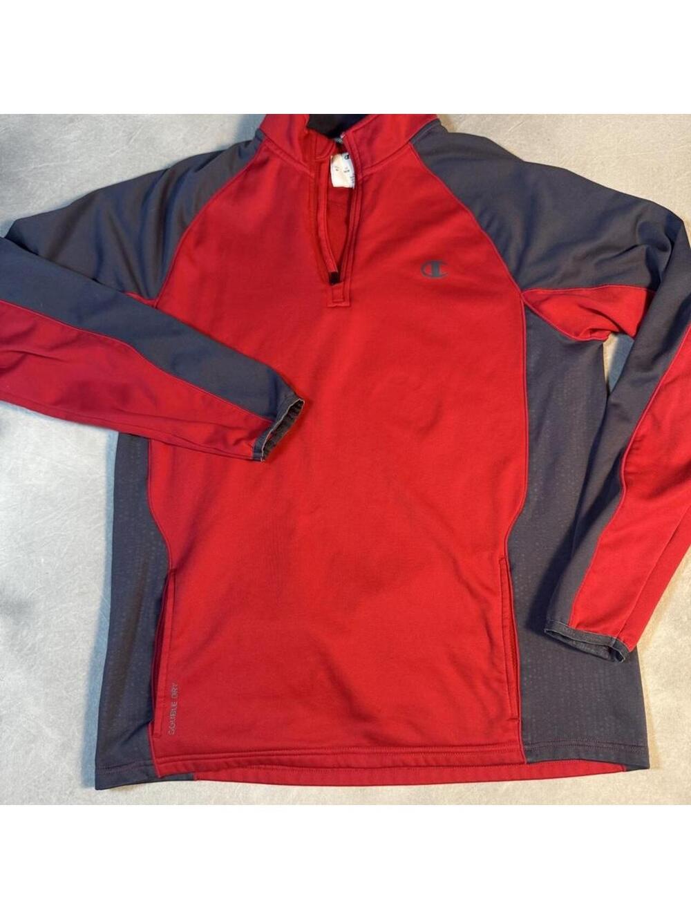 2000s Champion PowerTrain Y2K Red Gray Quarter Zip Performance Pullover Men’s M